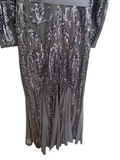 Vestido Adrianna Papell Plateado Talla Plus en Renta