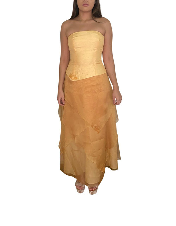 Vestido Eva Brazzi Amarillo Talla S en Renta