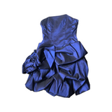 Vestido azul tornasol strapless