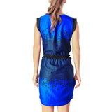 Vestido MAXAZRIA estampado azul con negro talla S ( Same Day Delivery) - NEVER THE SAME